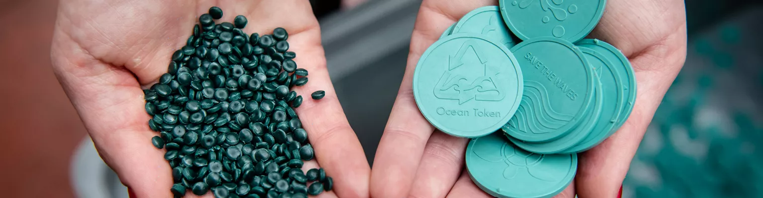 Fishing Net Tokens made from recycled fishing nets