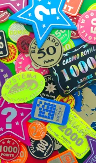 Printed Funfair Tokens with foil print in different shapes