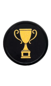 Black Plastic Token with pre-printed design of a trophy