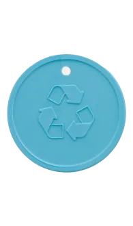 Embossed Recycled Plastic Token with piercing in pastel blue