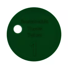 Gettone biodegradabile verde scuro inciso con foro