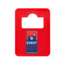Red Plastic Cloakroom Token with numbering and logo