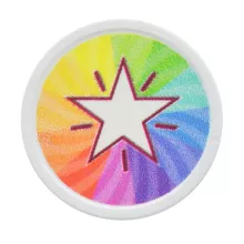 Weiße Plastikpfandmarke auf Lager bedruckt mit einem Stern
