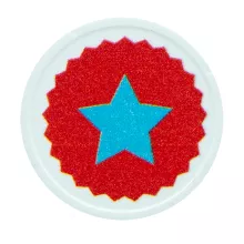 Weiße Plastikpfandmarke auf Lager bedruckt mit einem Stern