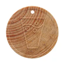 Gegraveerde houten jeton met gaatje