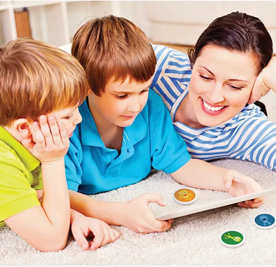 Family using Smart Tokens with a digital application