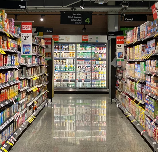 Aisle in the supermarket